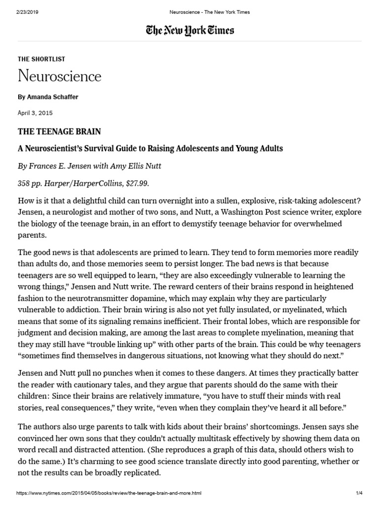 Neuroscience - The New York Times | PDF | Adolescence | Cognitive Science