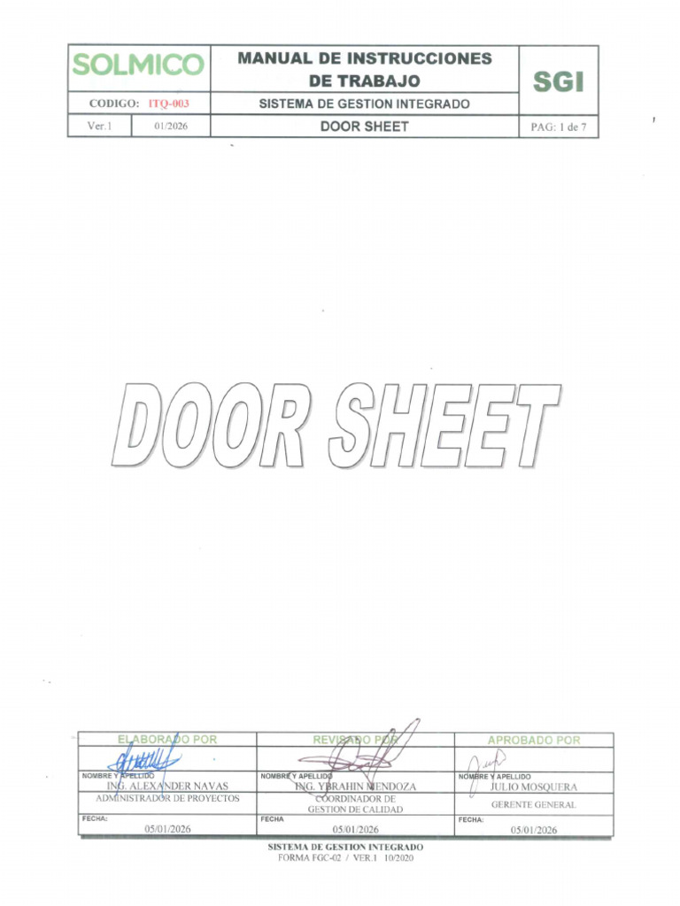 Door Sheet | PDF