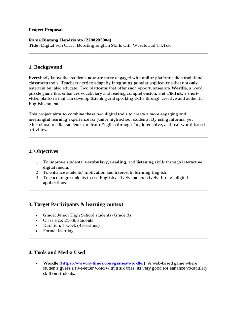 Project Proposal Uts Rama | PDF | Reading Comprehension | Learning