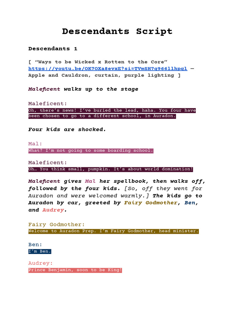 Descendants Script - OG | PDF