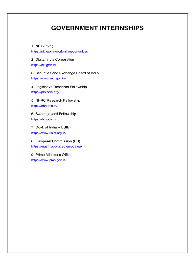 Government Internships | PDF