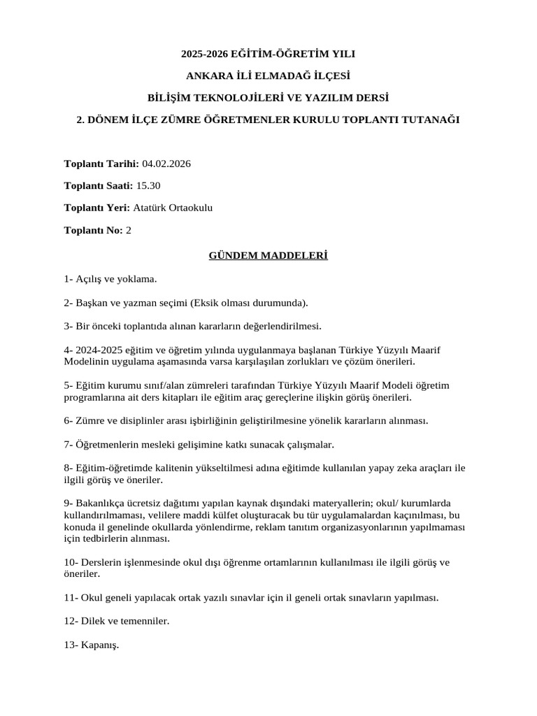 Bilisim Teknolojileri Ve Yazilim Dersi Ilce Zumresi | PDF