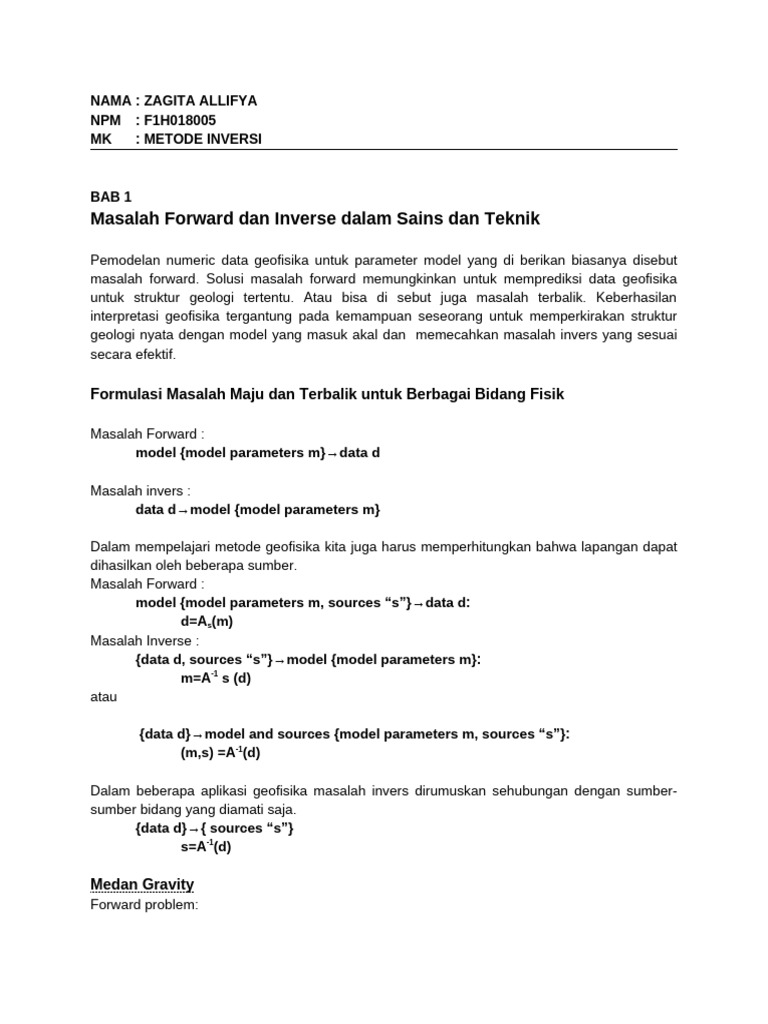 Ringkasan Metode Inversi Zagitaallifya 005 | PDF