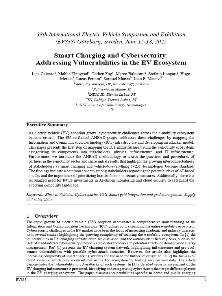 142 - Smart Charging and Cybersecurity Addressing Vulnerabilities in ...