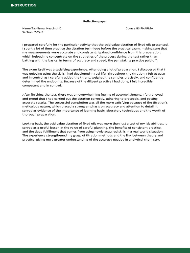 Reflection Paper - Practical Examination | PDF