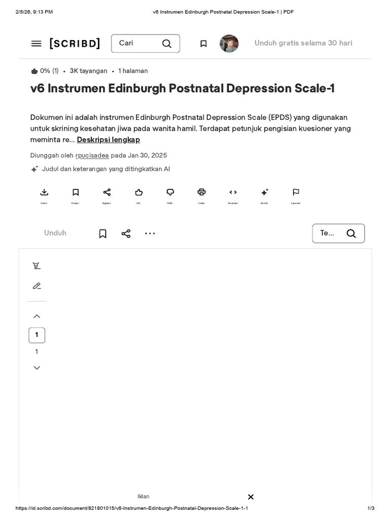 v6 Instrumen Edinburgh Postnatal Depression Scale-1 - PDF | PDF