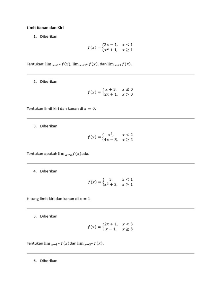 Latihan Soal Limit 1 | PDF