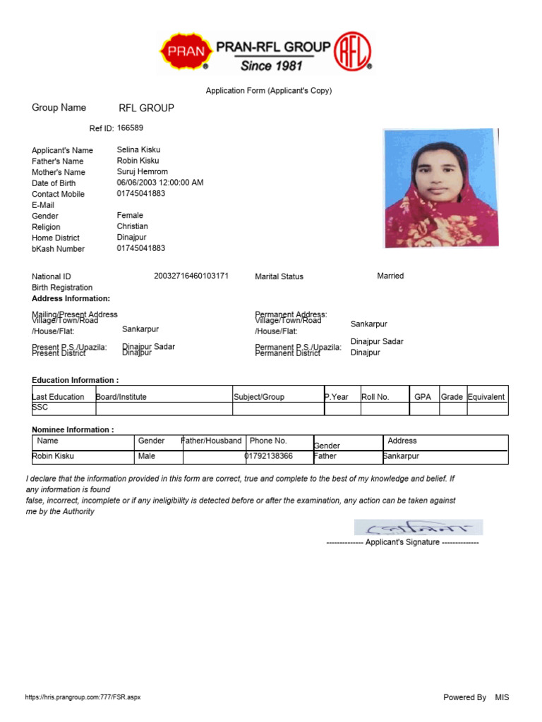 Applicant CV 166589 | PDF