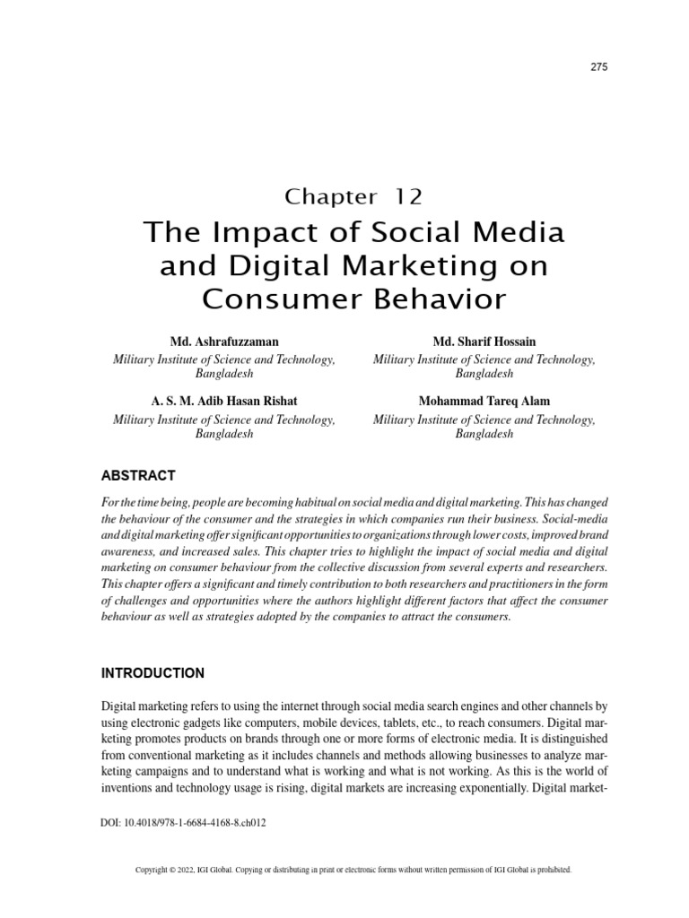The Impact of Social Media and Digital Marketing On Consumer Behavior1 ...