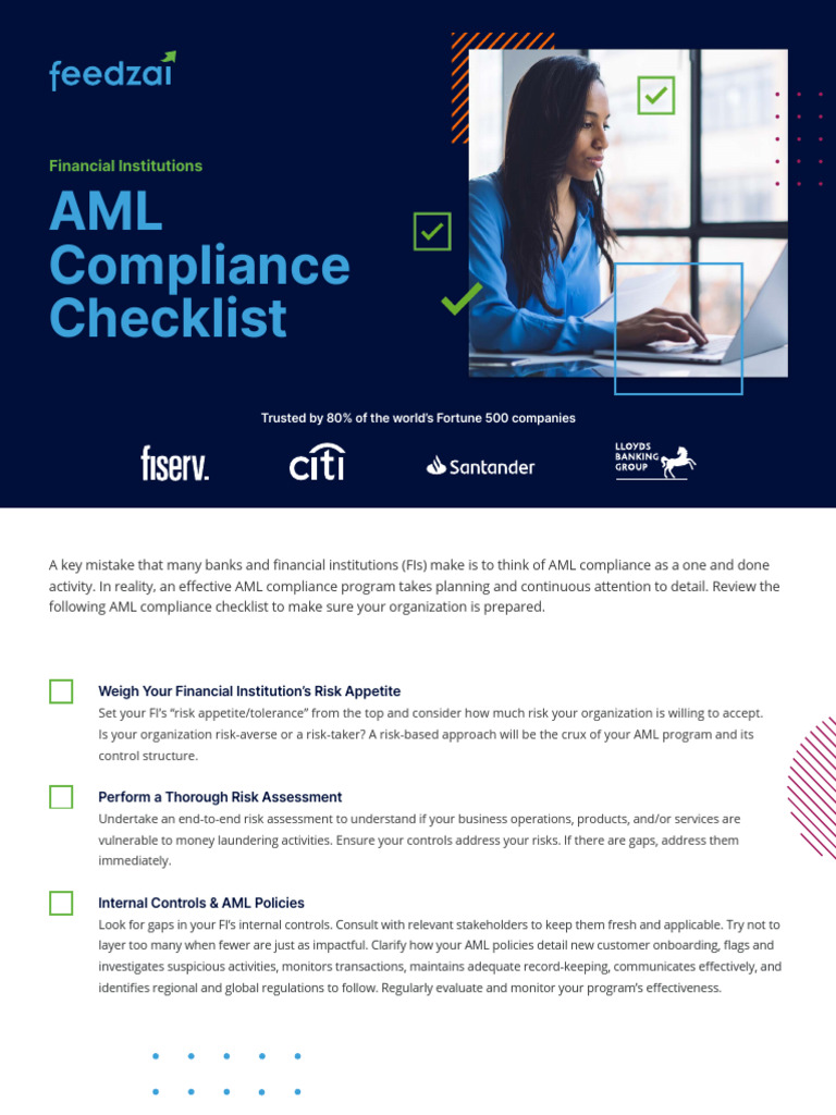 Feedzai AML Compliance Checklist | PDF | Regulatory Compliance | Business