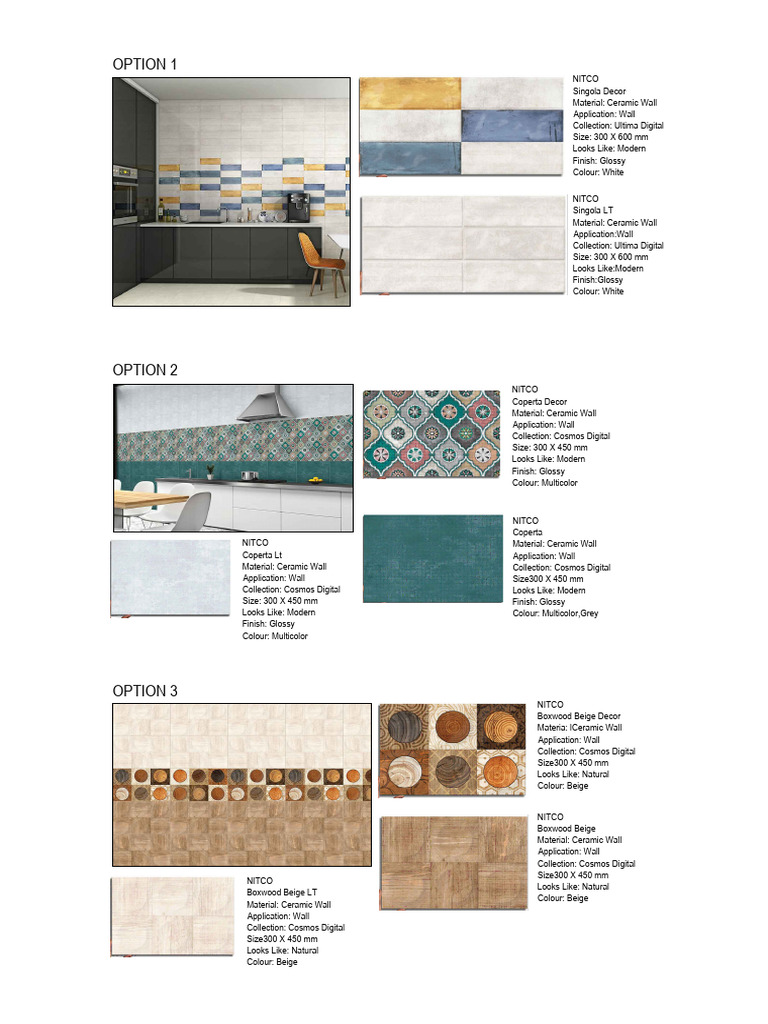 Kitchen Tile Option | PDF | Ceramics | Materials