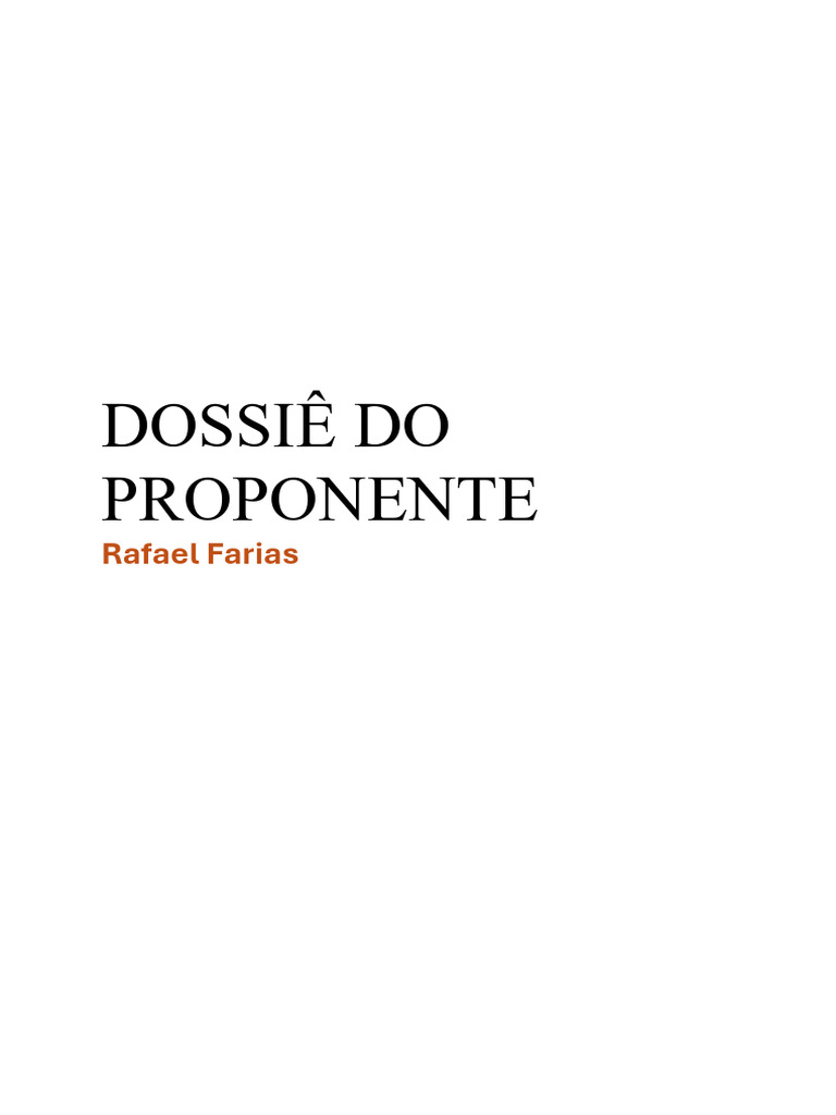 DOSSIÊ DO PROPONENTE - Rafael Farias | PDF | Bíblia | Jonas