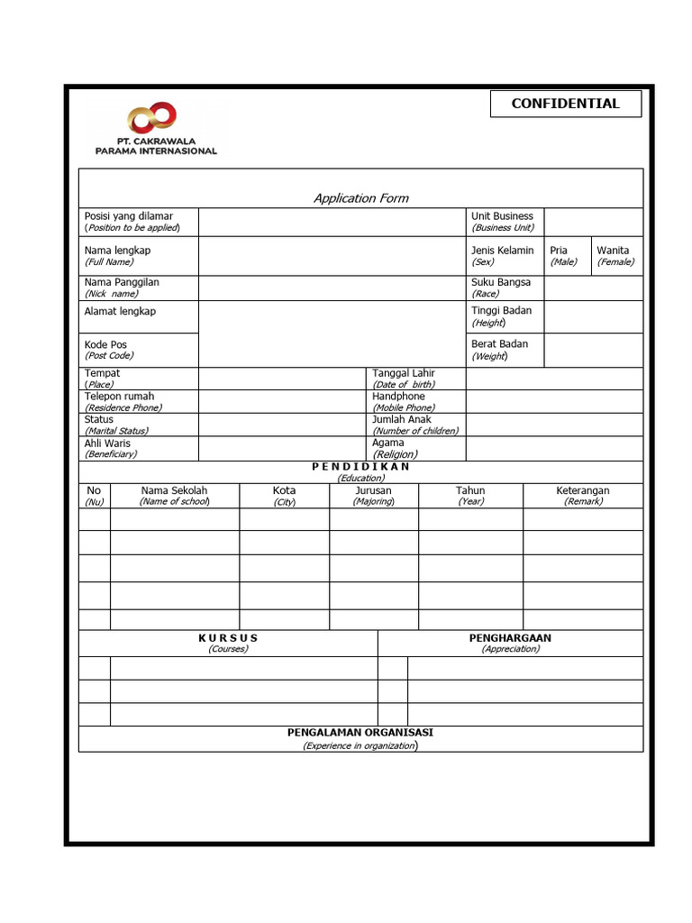 Form Aplikasi Cpi | PDF