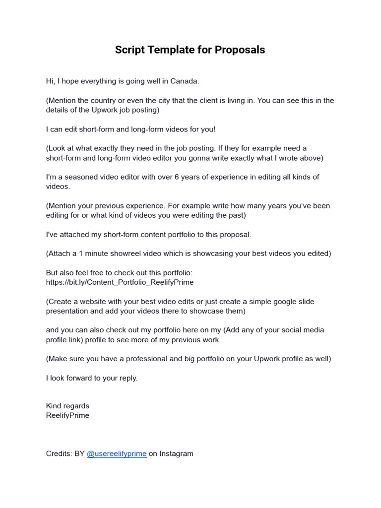 Script Template For Proposals | PDF