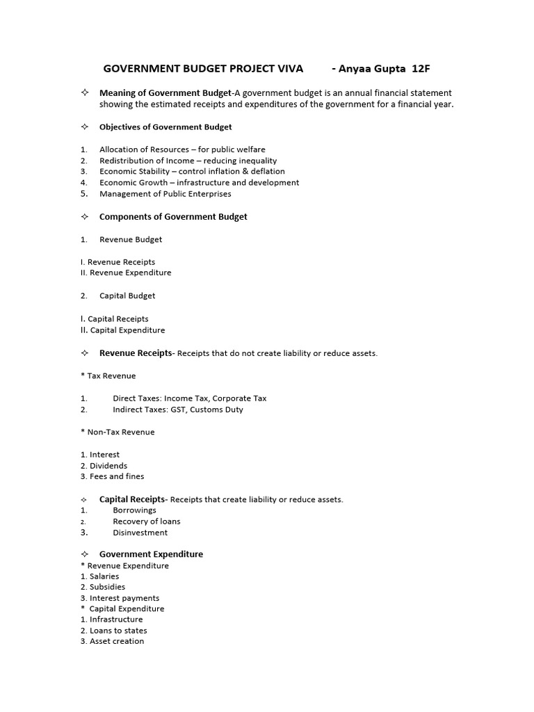 Government Budget Project Viva | PDF | Government Budget Balance ...