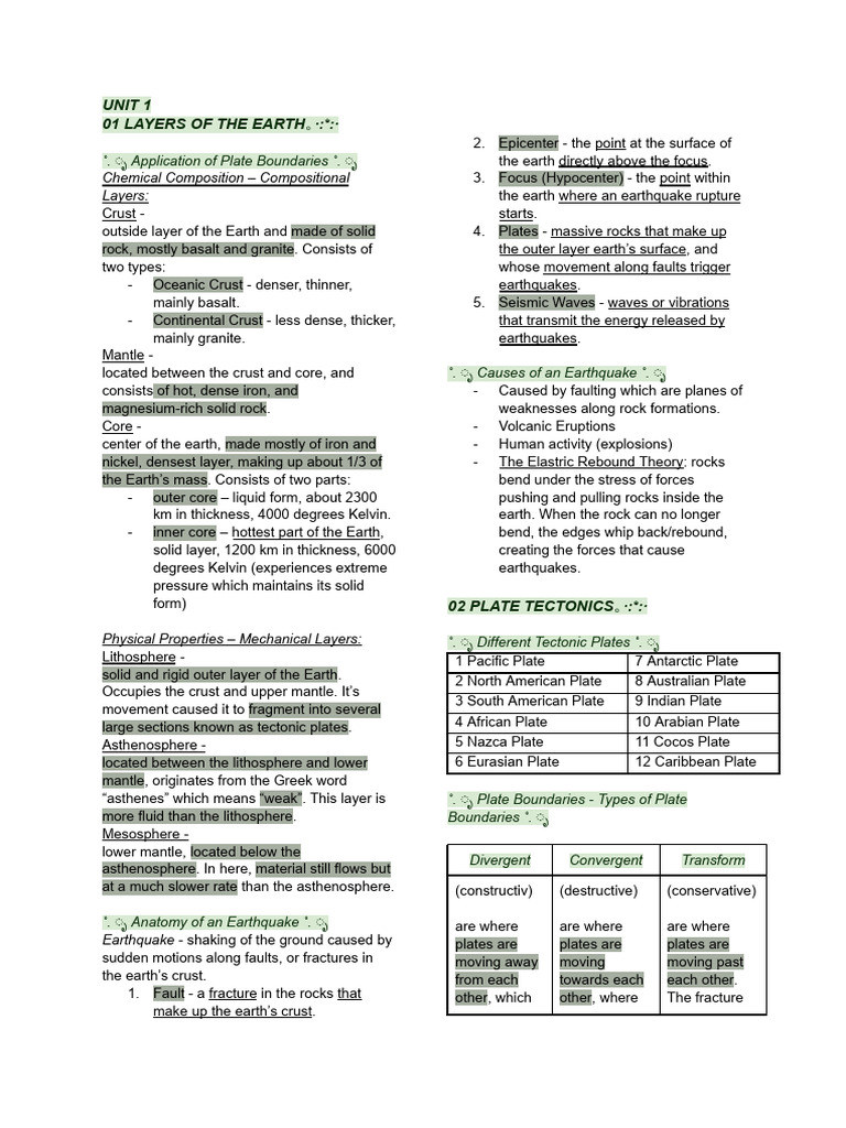 NDD SCIENCE _ FIRST QUARTER REVIEWER | PDF | Plate Tectonics | Earthquakes