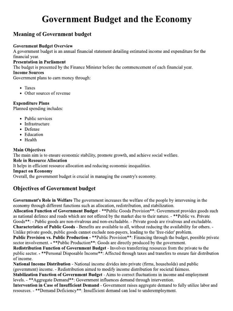 Govt. Budget Notes | PDF