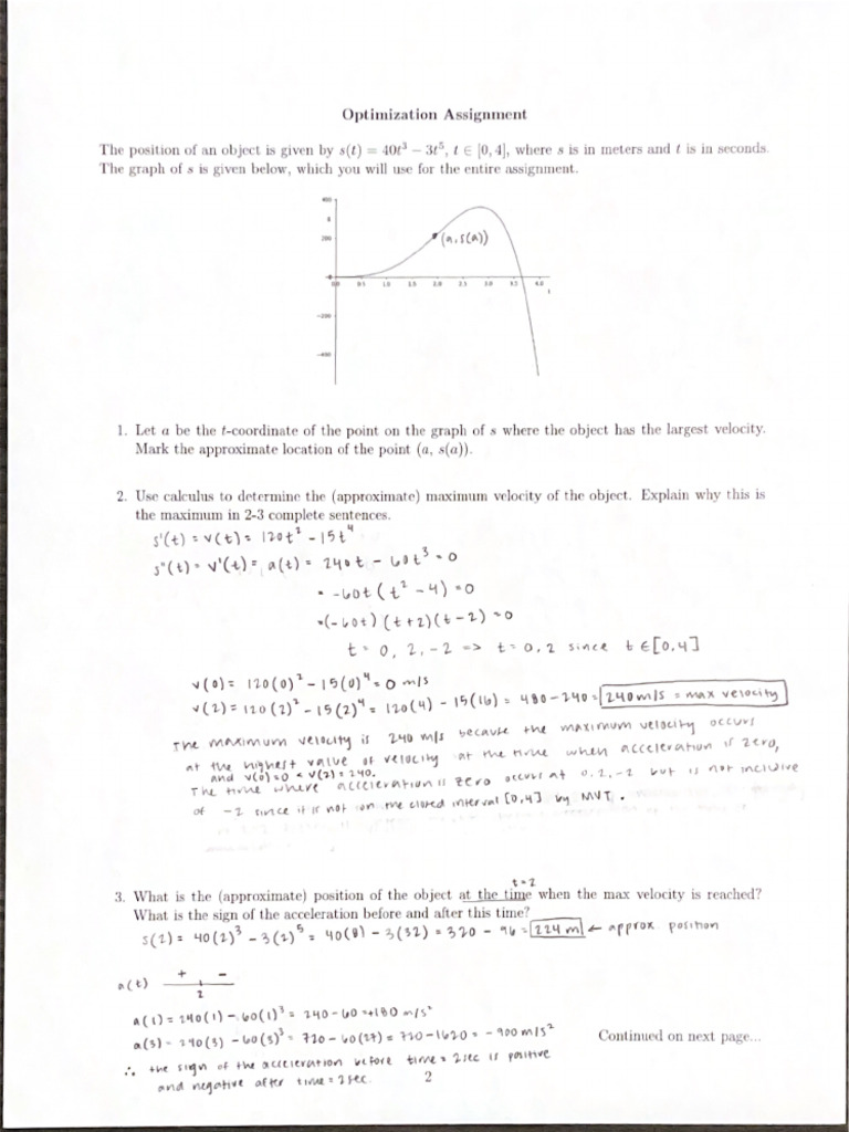 Quiz 9 - Optimization Assignment (Part a) | PDF