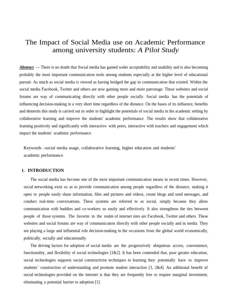 Social Media and Academic Performance | PDF | Social Media | Popular ...