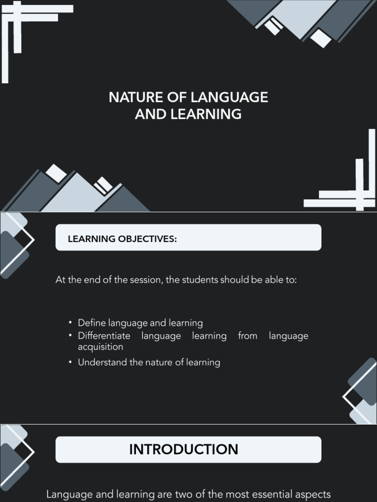 Nature of Learning and Language | PDF | Language Acquisition | Learning