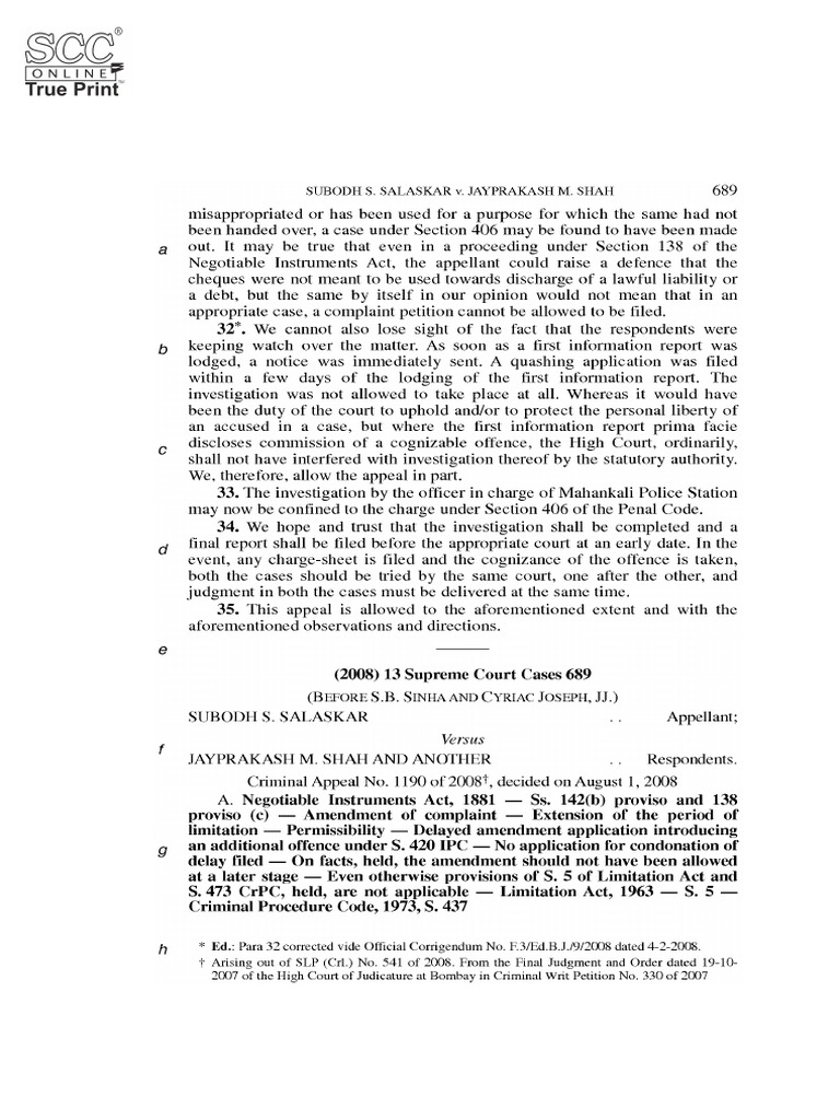 138 - NI Act - 2018 - 13 SCC 689 | PDF