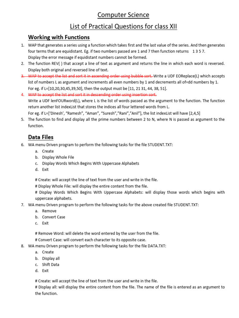 List of Practical Questions-4 | PDF | Letter Case | Text File
