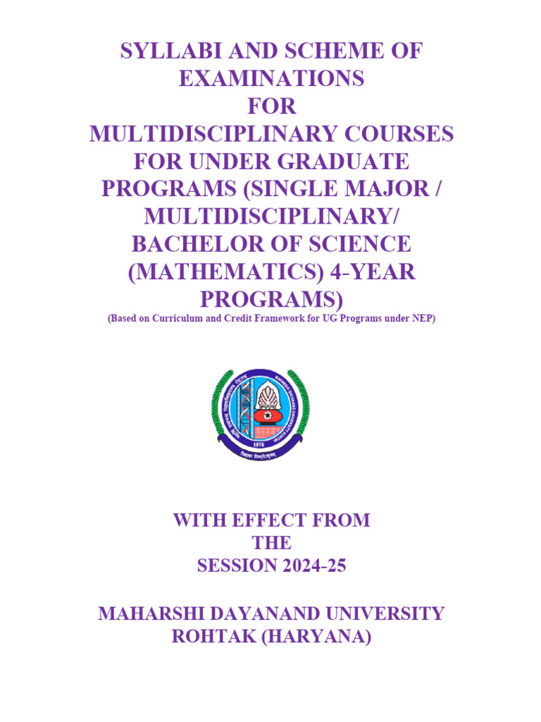 MDC - MATHS Syllabus MDU NEP 2020 | PDF | Matrix (Mathematics ...