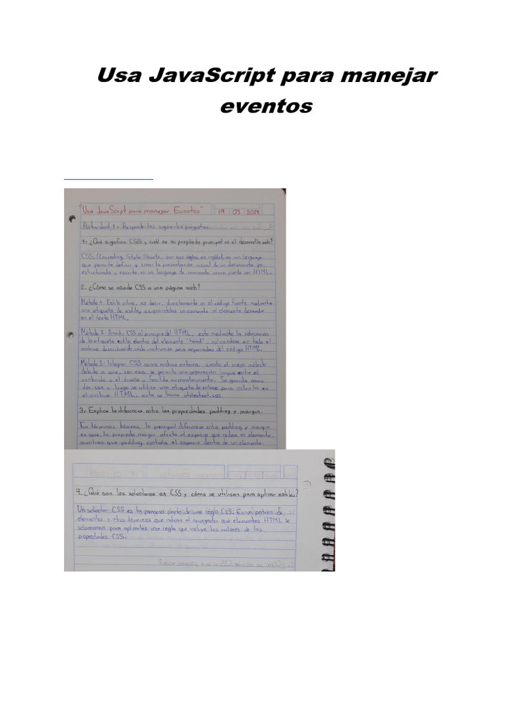 Usa JavaScript para Manejar Eventos | PDF