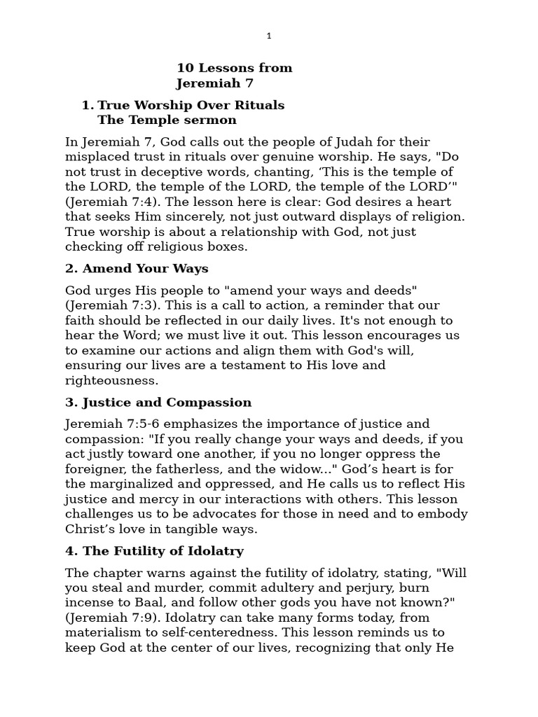 10 Lessons From Jeremiah 7 | PDF | Jeremiah | Prayer