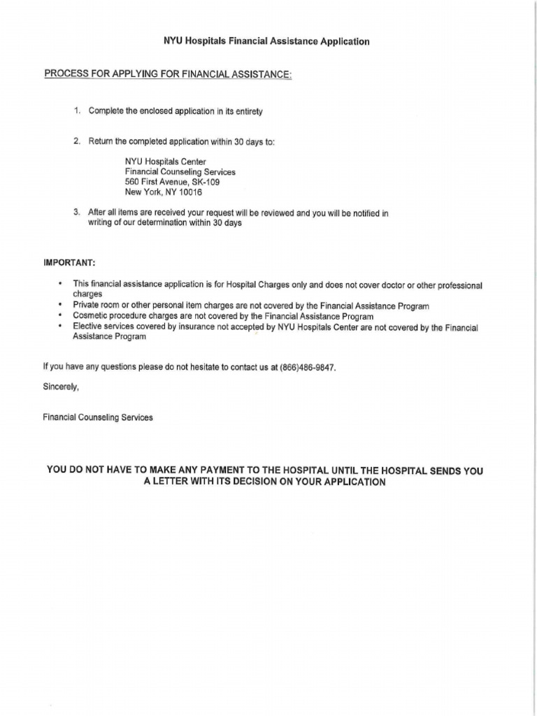 Financial Assistance Application and Cover Letter | PDF | Medicaid ...