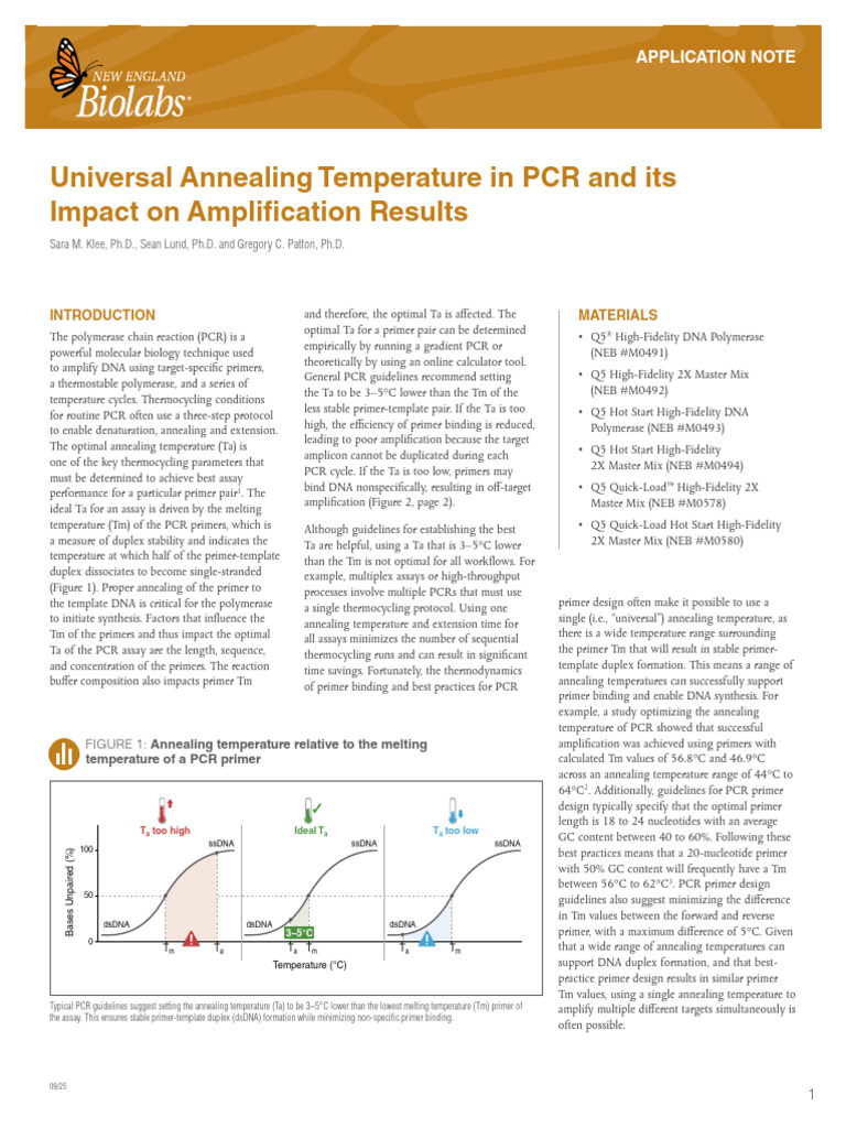 AppNote Q5 UniversalAnnealing Temp | PDF | Polymerase Chain Reaction ...