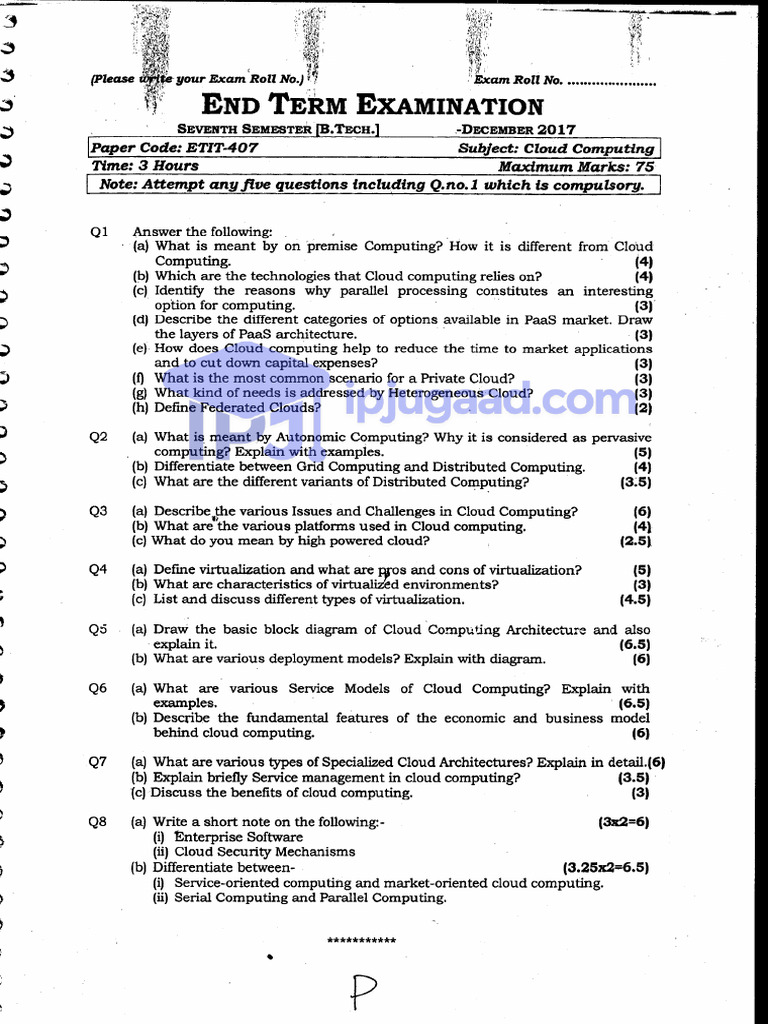 CDEF Computing End Term Question Paper 3 | PDF