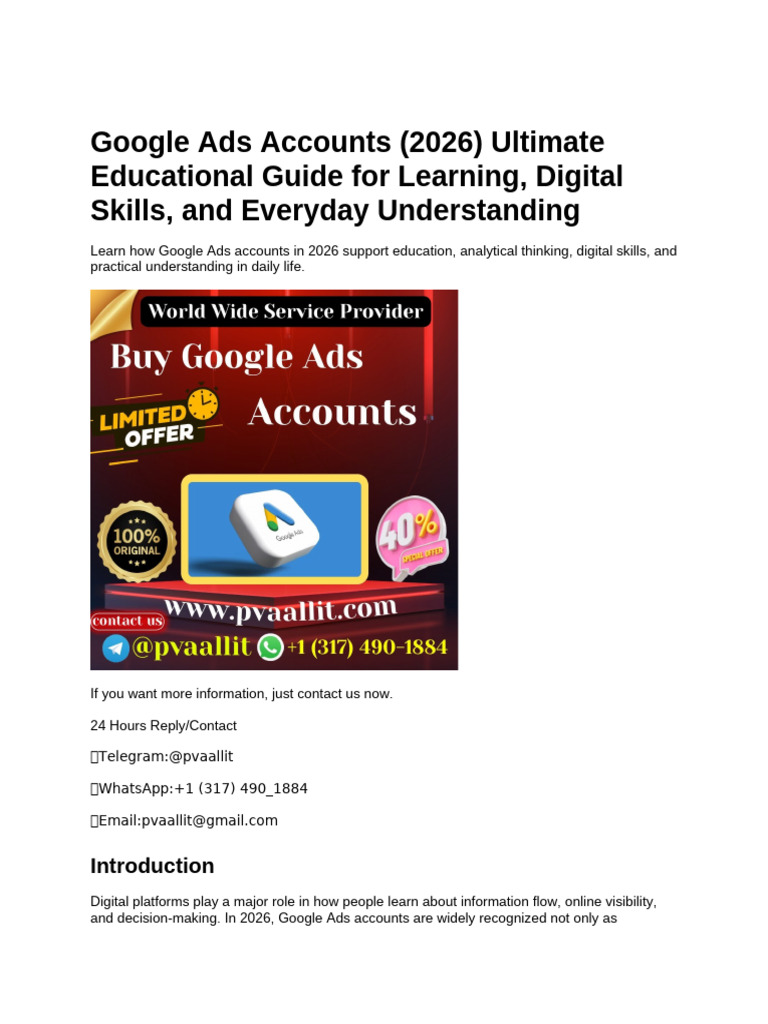11 Best Sites To Buy Google Ads Accounts (Aged & Real) | PDF | Learning ...
