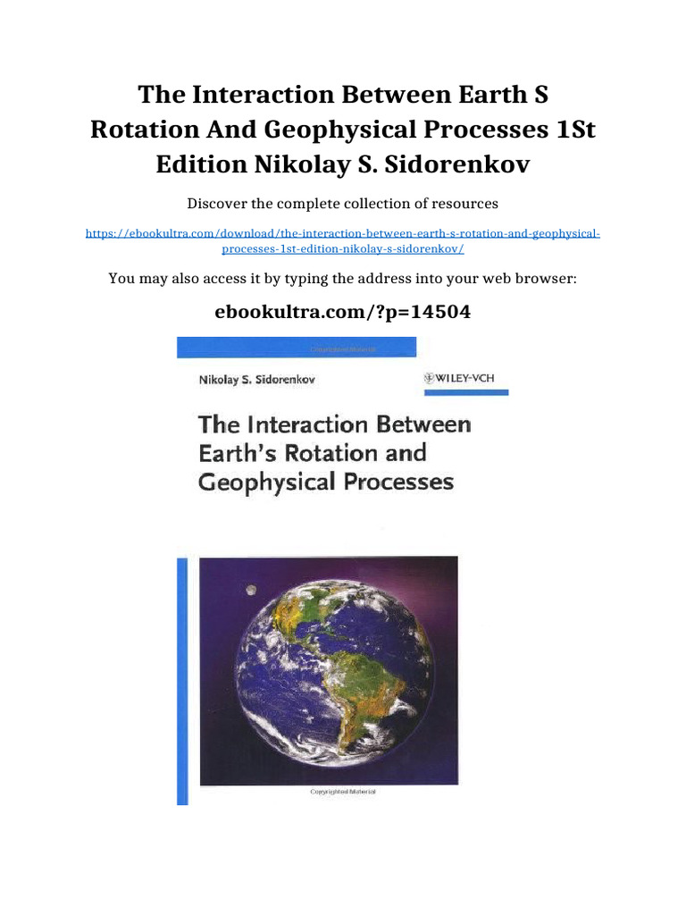 The Interaction Between Earth s Rotation and Geophysical Processes 1st ...