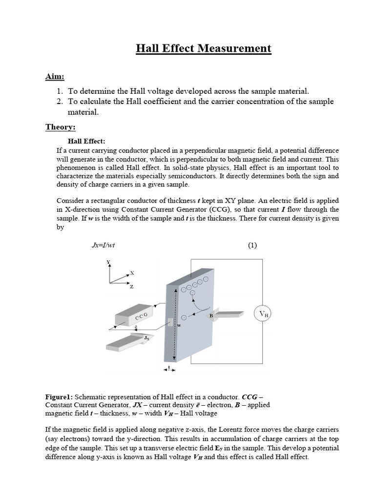 Hall Effect Measurement - Updated Manual | PDF | Magnetic Field ...