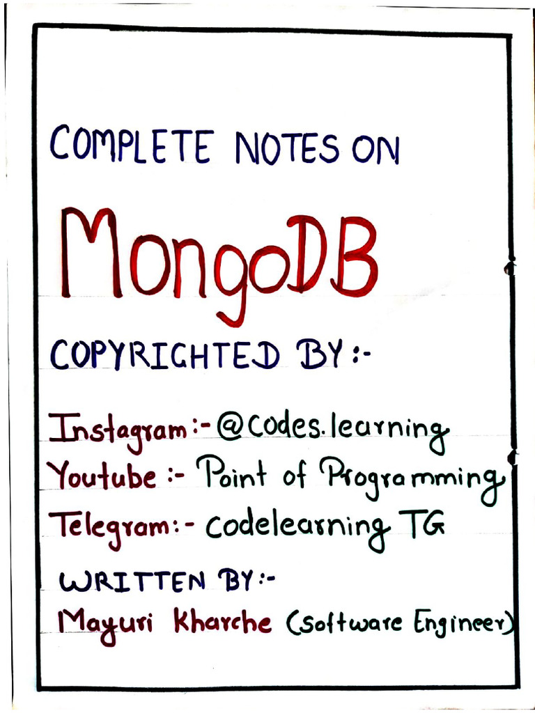 MongoDB Handwritten Notes ? | PDF