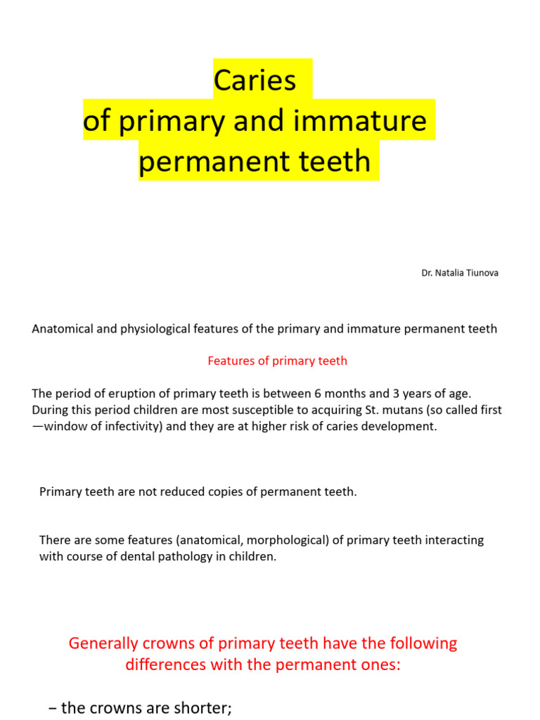 Caries of Primary and Immature Permanent Teeth | PDF | Human Tooth ...