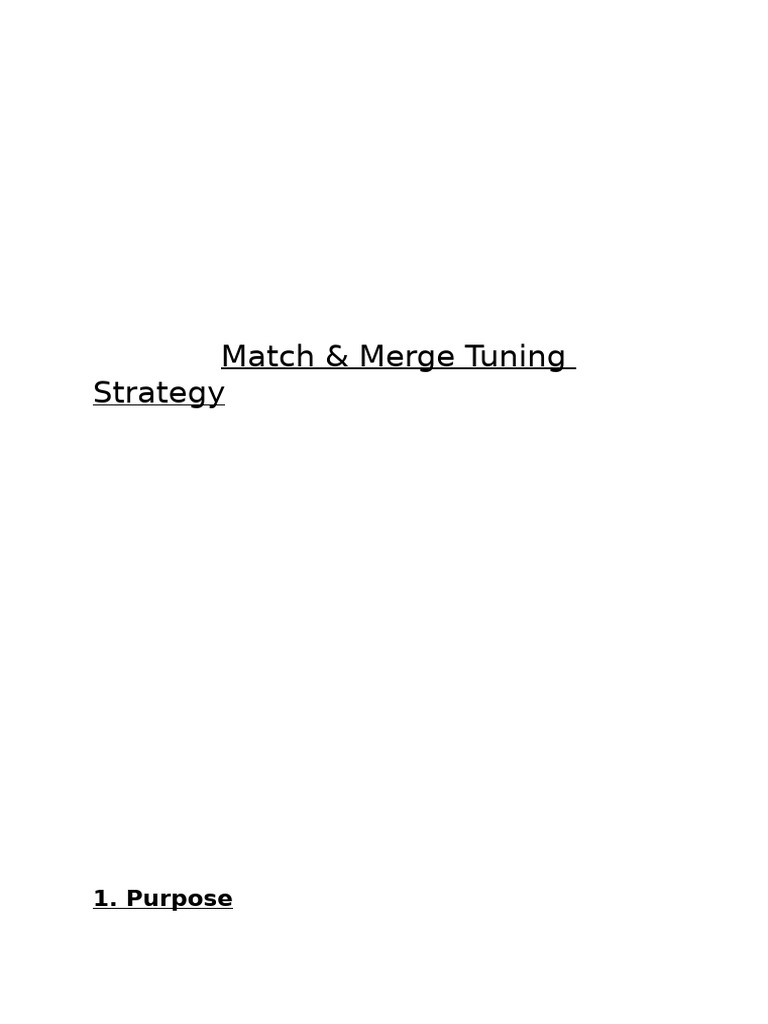 Match & Merge Tuning Strategy | PDF