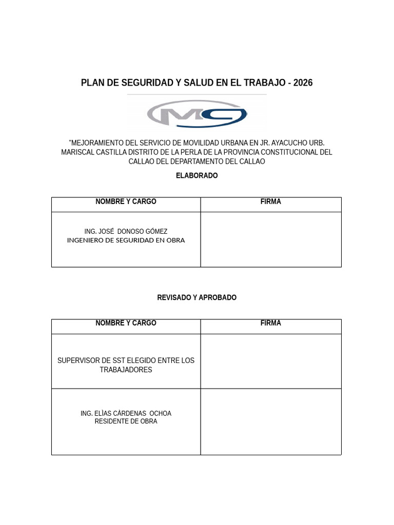 Plan de Seguridad y Salud en El Trabajo MC | PDF | Seguridad y salud ...