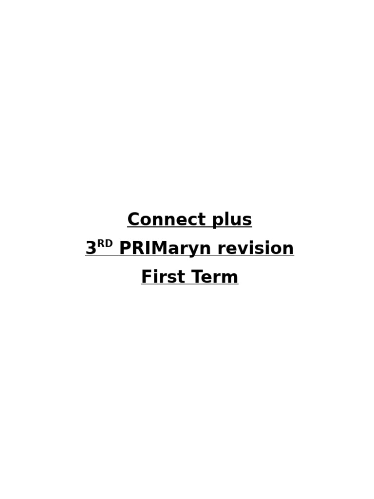 Connect Plus 3rd Prim 1st Term | PDF | Foods