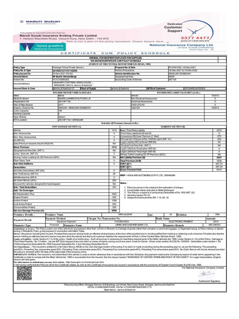 42100031211147142050 | PDF | Deductible | Insurance