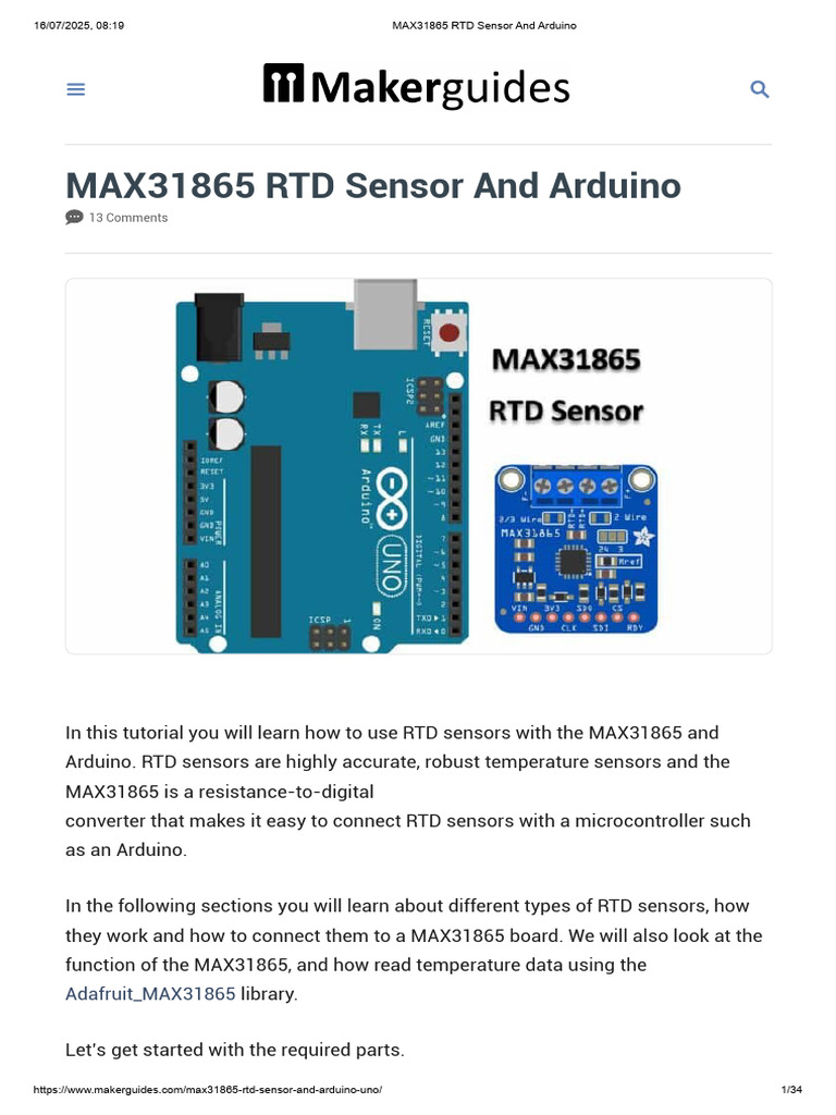 MAX31865 RTD Sensor and Arduino | PDF | Electrical Resistance And ...