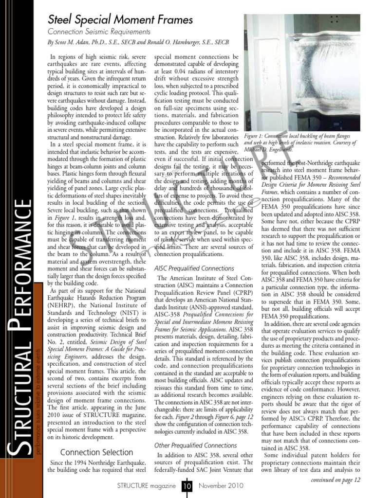 Structure Mag - Steel Special Moment Frames (2010) | PDF | Buckling ...