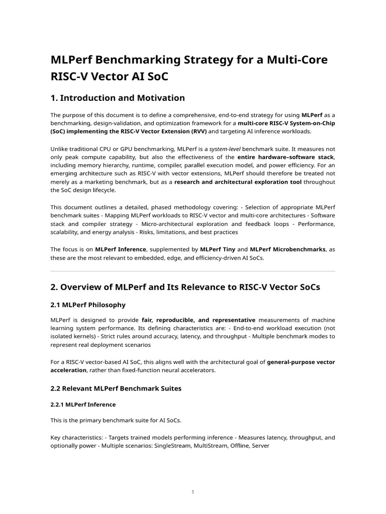 Mlperf Benchmarking Strategy For A Multi-Core Risc-V Vector Ai So C ...