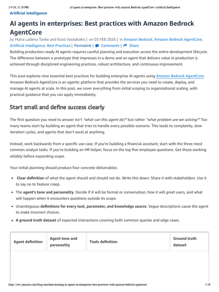 AI Agents in Enterprises - Best Practices With Amazon Bedrock AgentCore ...
