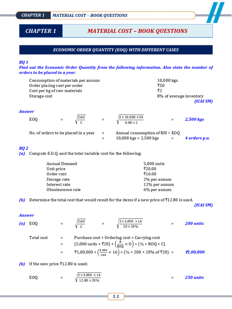 1 Material Cost | PDF | Management Accounting | Business