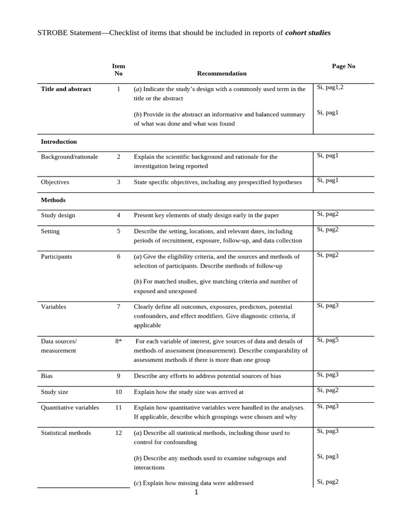 Art#5 STROBE Checklist Cohort | PDF | Cohort Study | Confounding
