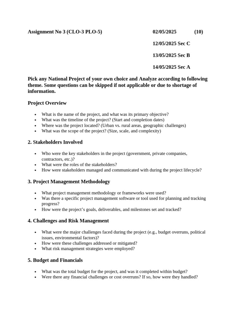 Assignment No. 3 | PDF | Project Management | Risk Management