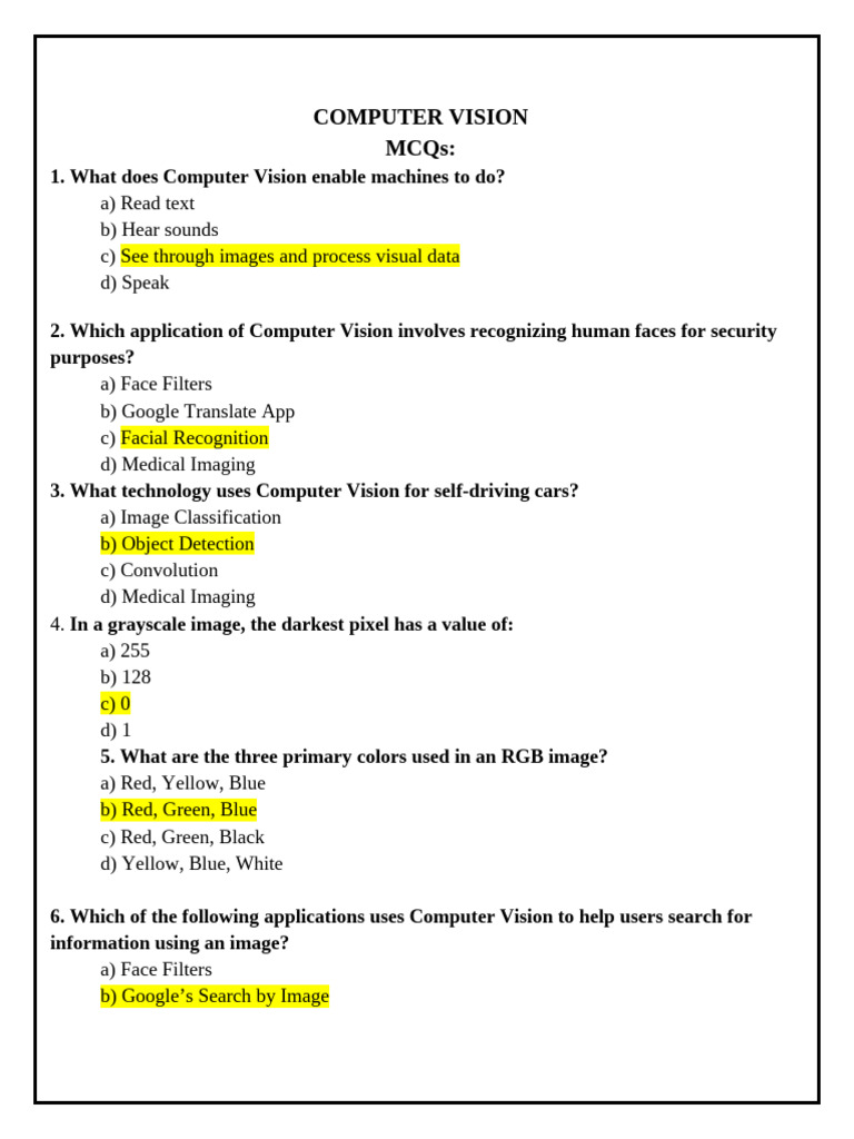 Computer Vision With Solutions New File | PDF | Image Segmentation ...