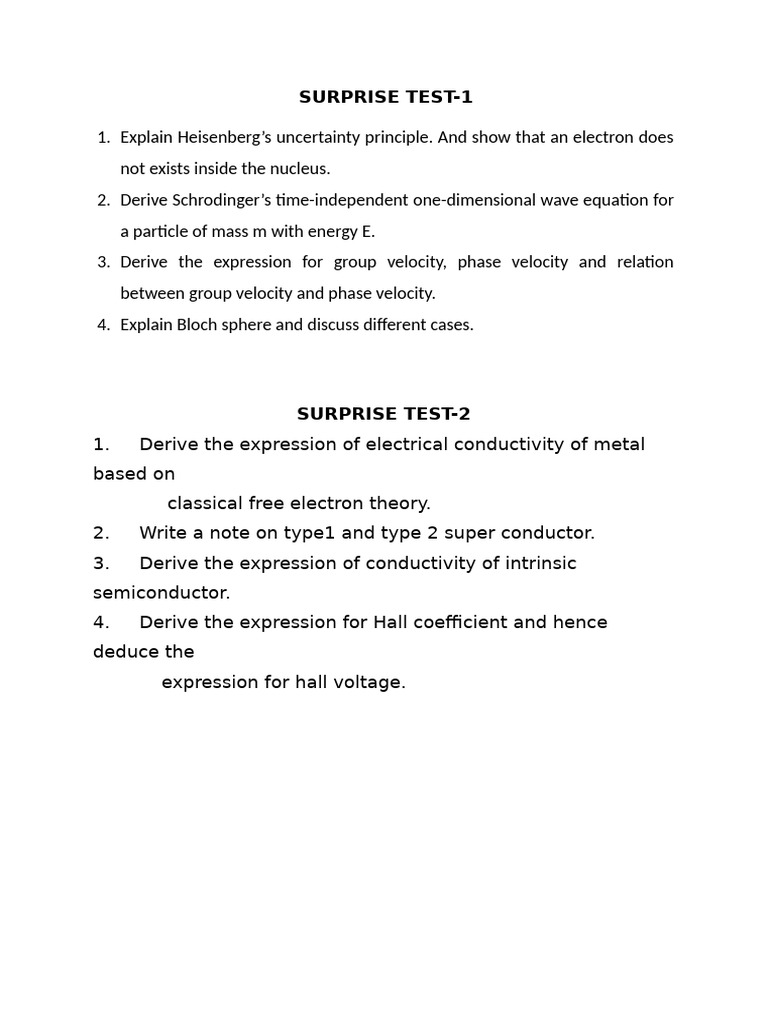 Surprise Test | PDF